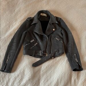 Zara Grey Faux Suede Biker Jacket